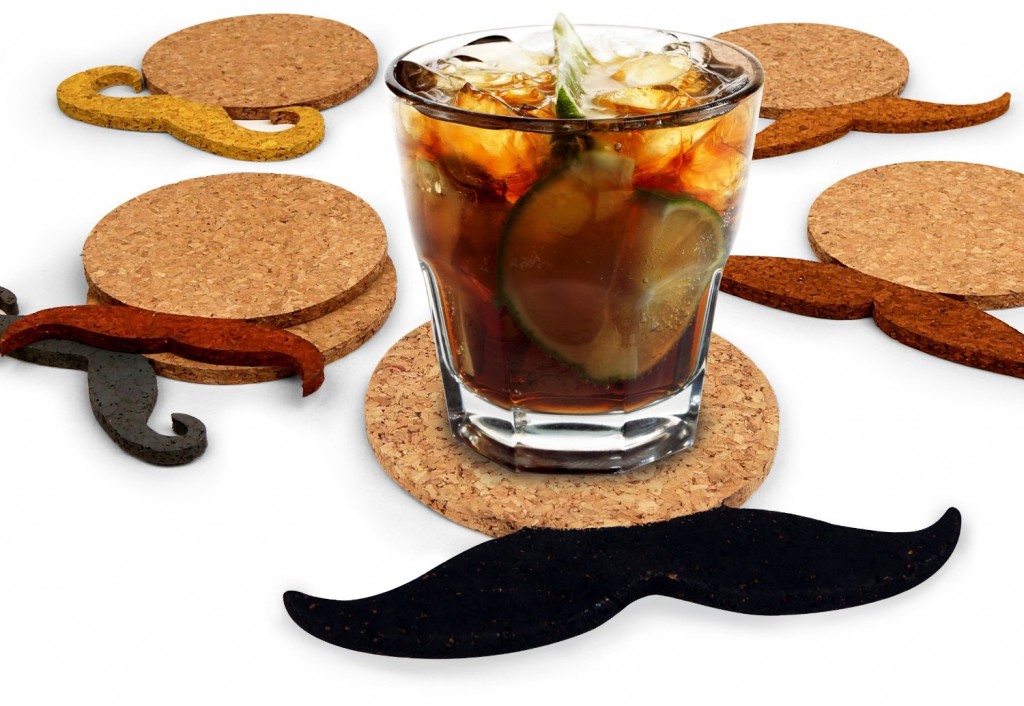 Kikkerland Mustache Cork Coasters