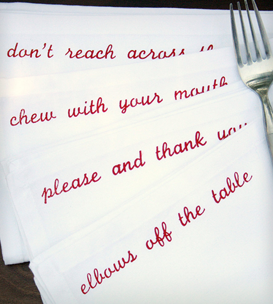 Mind Your Manners Cloth Dinner Napkins