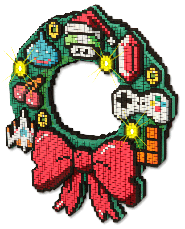 8-Bit LED Holiday Wreath