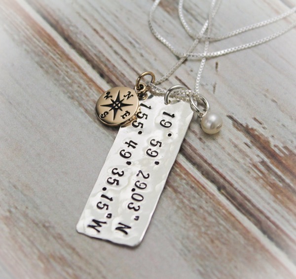 Latitude and Longitude Personalized in Sterling Silver Coordinates Necklace